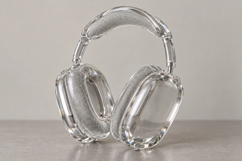 Black over-ear headphones — made of glass