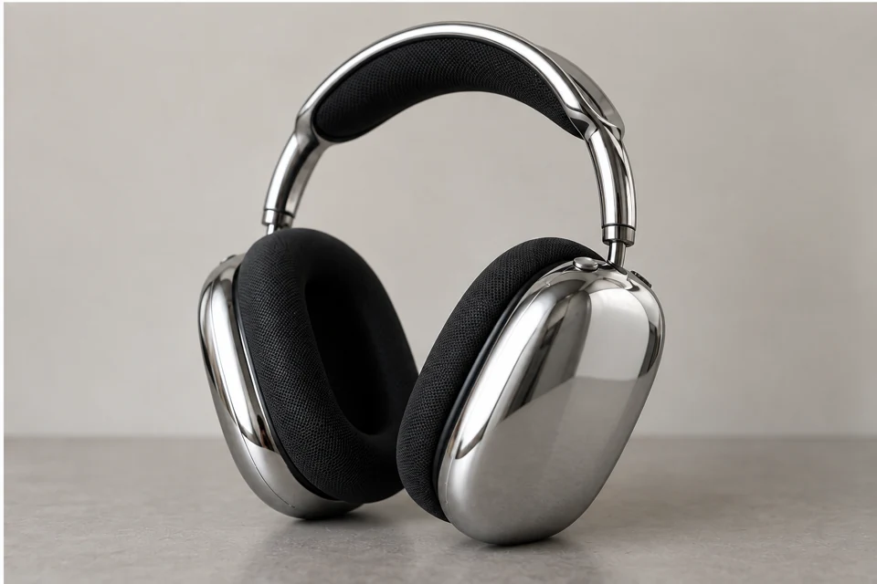 Black over-ear headphones — chrome finish