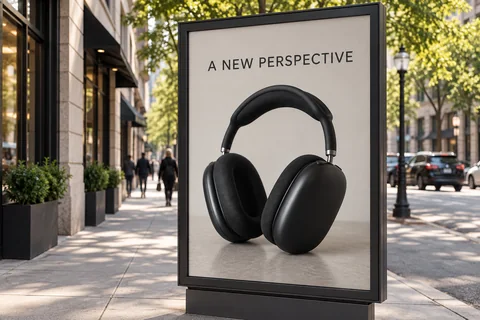 Outdoor ad mockup — headphones