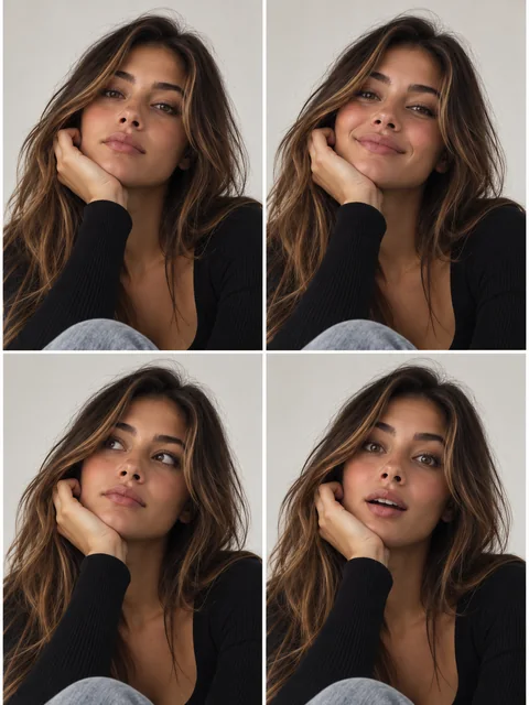 Expression contact sheet — woman