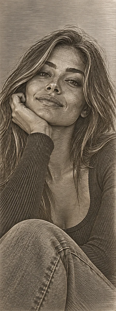 Engraved relief — woman