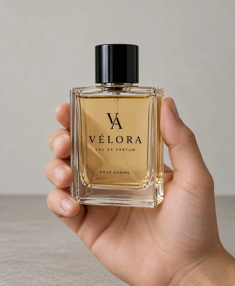Product in hand — perfume
