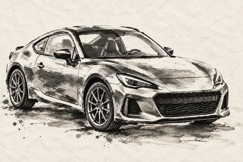 Brush ink study — car