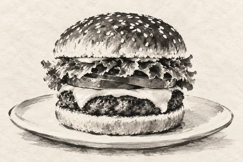 Brush ink study — food