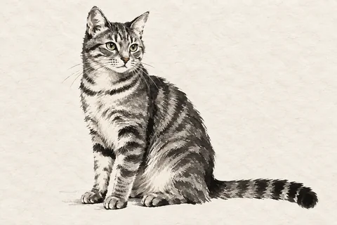 Brush ink study — cat