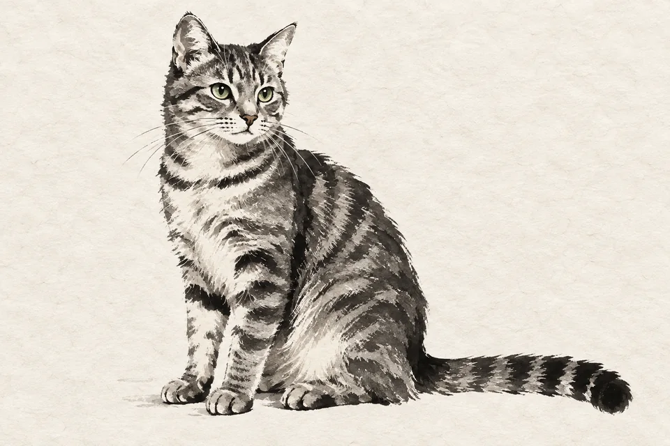 Brush ink study — cat