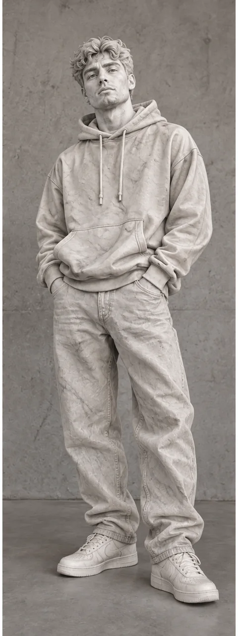 Carved marble sculpture — man
