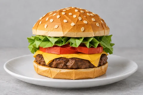 Folded paper object — food