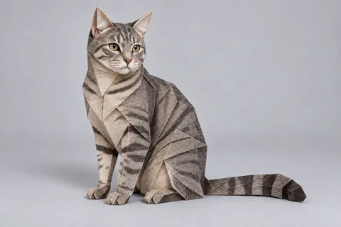 Folded paper object — cat