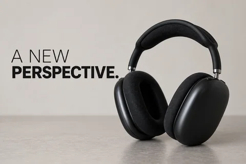 Designed hero poster — headphones