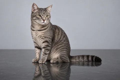 Mirror-floor reflection — cat