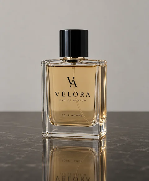 Mirror-floor reflection — perfume
