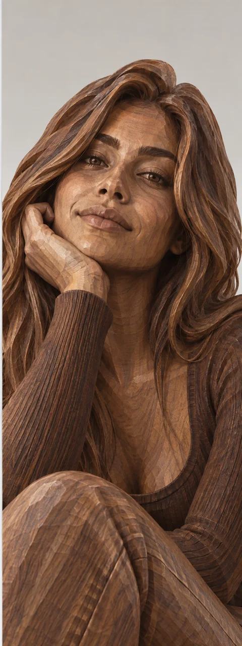 Carved wood object — woman