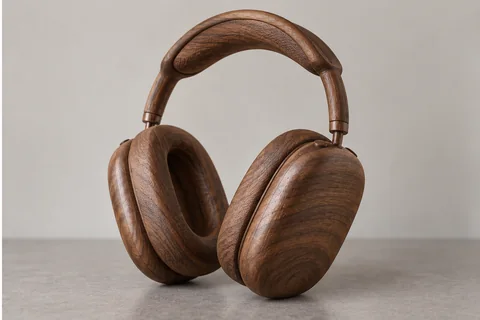 Carved wood object — headphones