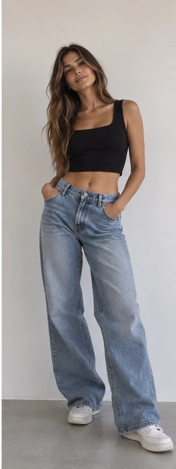 Original full-length fictional woman in jeans