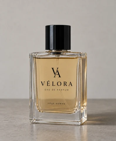 Vélora perfume bottle — natural shadow