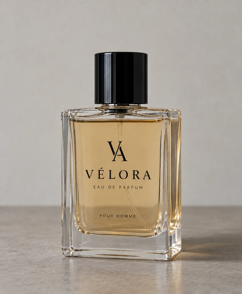 Vélora perfume bottle — natural shadow