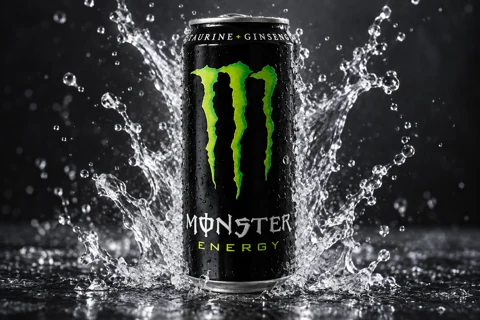 Monster energy drink can — splash moment